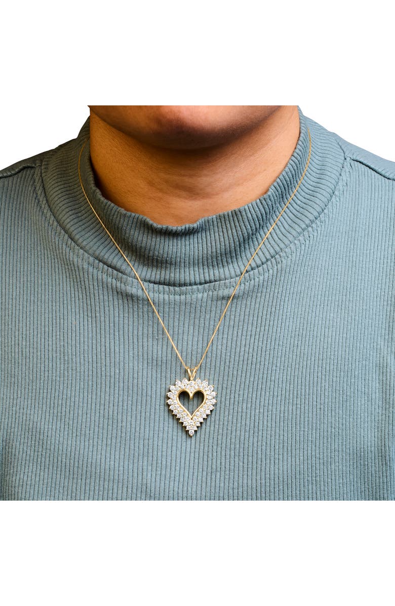 Haus of Brilliance 14K Yellow Gold Plated Silver Diamond Open Heart Pendant Necklace, Alternate, color, Yellow