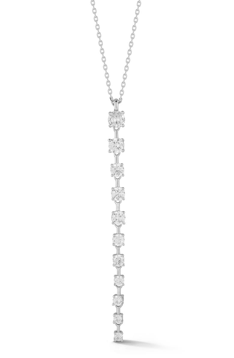 GLAZE JEWELRY Cubic Zirconia Lariat Necklace, Main, color, Silver