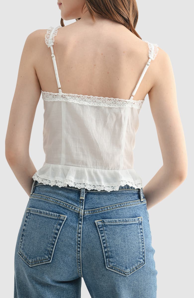 All in Favor Lace Detail Peplum Top, Alternate, color, White