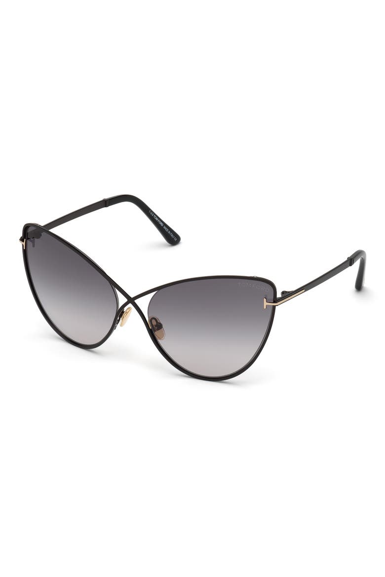 Leila 63mm Oversize Gradient Cat Eye Sunglasses, Main, color, BLACK/ GREY