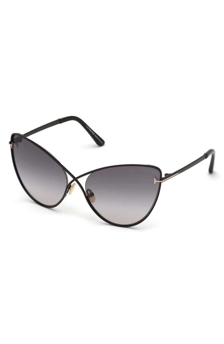 TOM FORD Leila 63mm Oversize Gradient Cat Eye Sunglasses, Main, color,