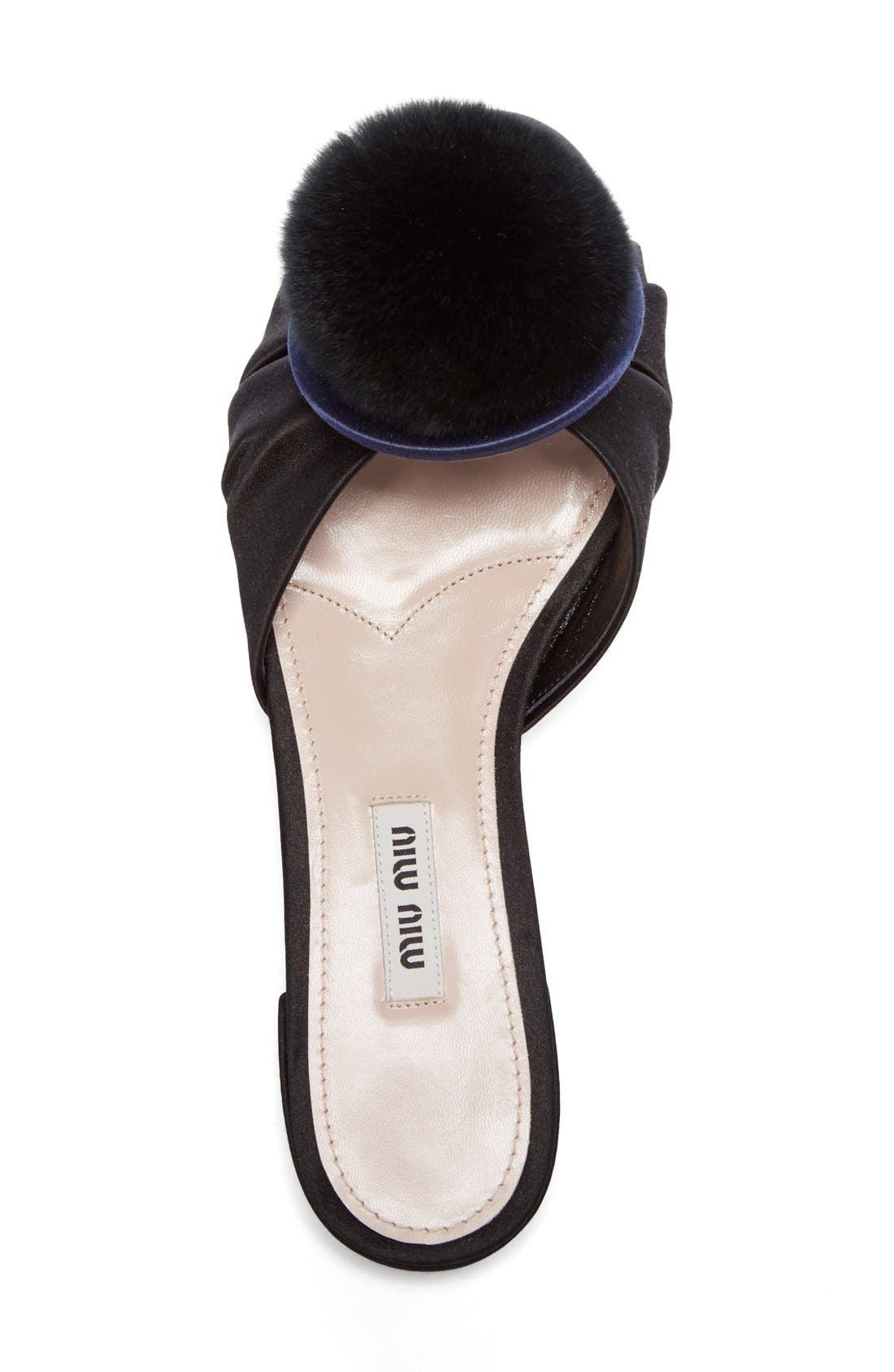 Genuine Rabbit Fur Slide Sandal, Alternate, color, BLACK