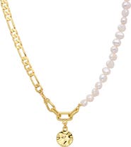 EYE CANDY LOS ANGELES Eden Faux Pearl Figaro Chain Disc Pendant Necklace