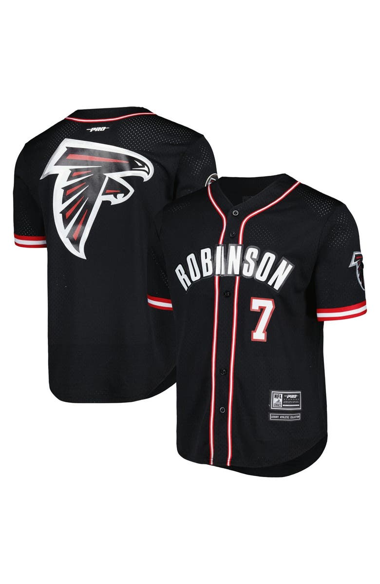 PRO STANDARD Men's Pro Standard Bijan Robinson Black Atlanta Falcons Mesh Baseball Button-Up T-Shirt, Alternate, color,