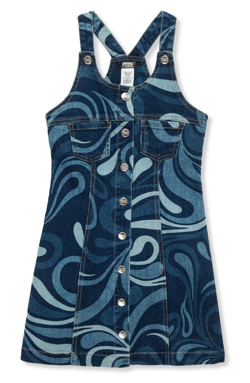 Truce Kids' Print Racerback Denim Dress In Blue