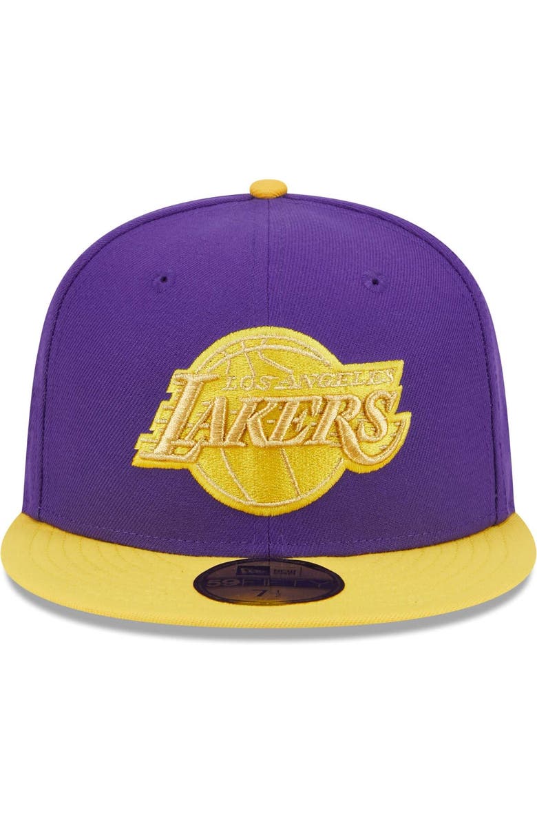 New Era Men's New Era Purple/Gold Los Angeles Lakers Gameday Gold Pop Stars 59FIFTY Fitted Hat, Alternate, color, Purple