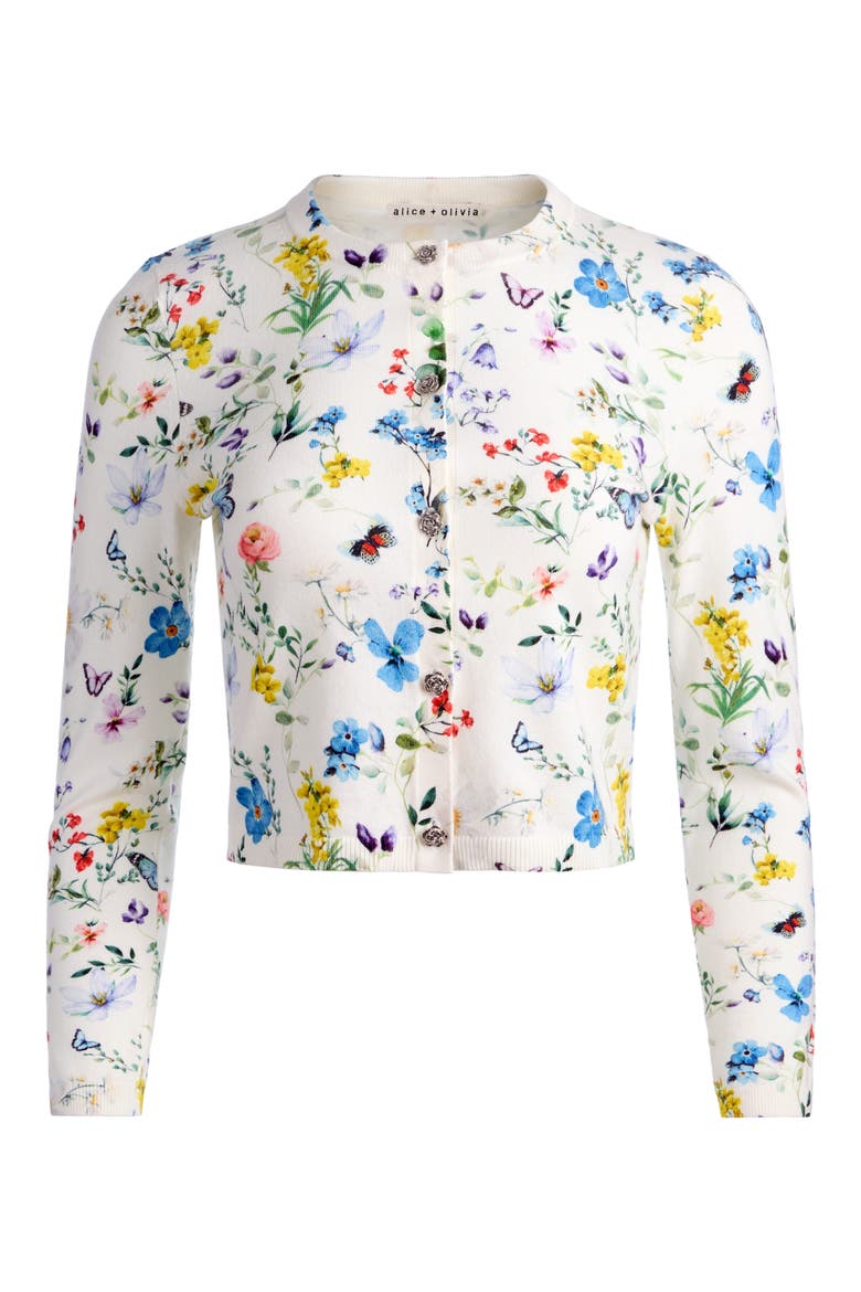 Alice + Olivia Carson Floral Cotton Blend Cardigan (Women) | Nordstrom