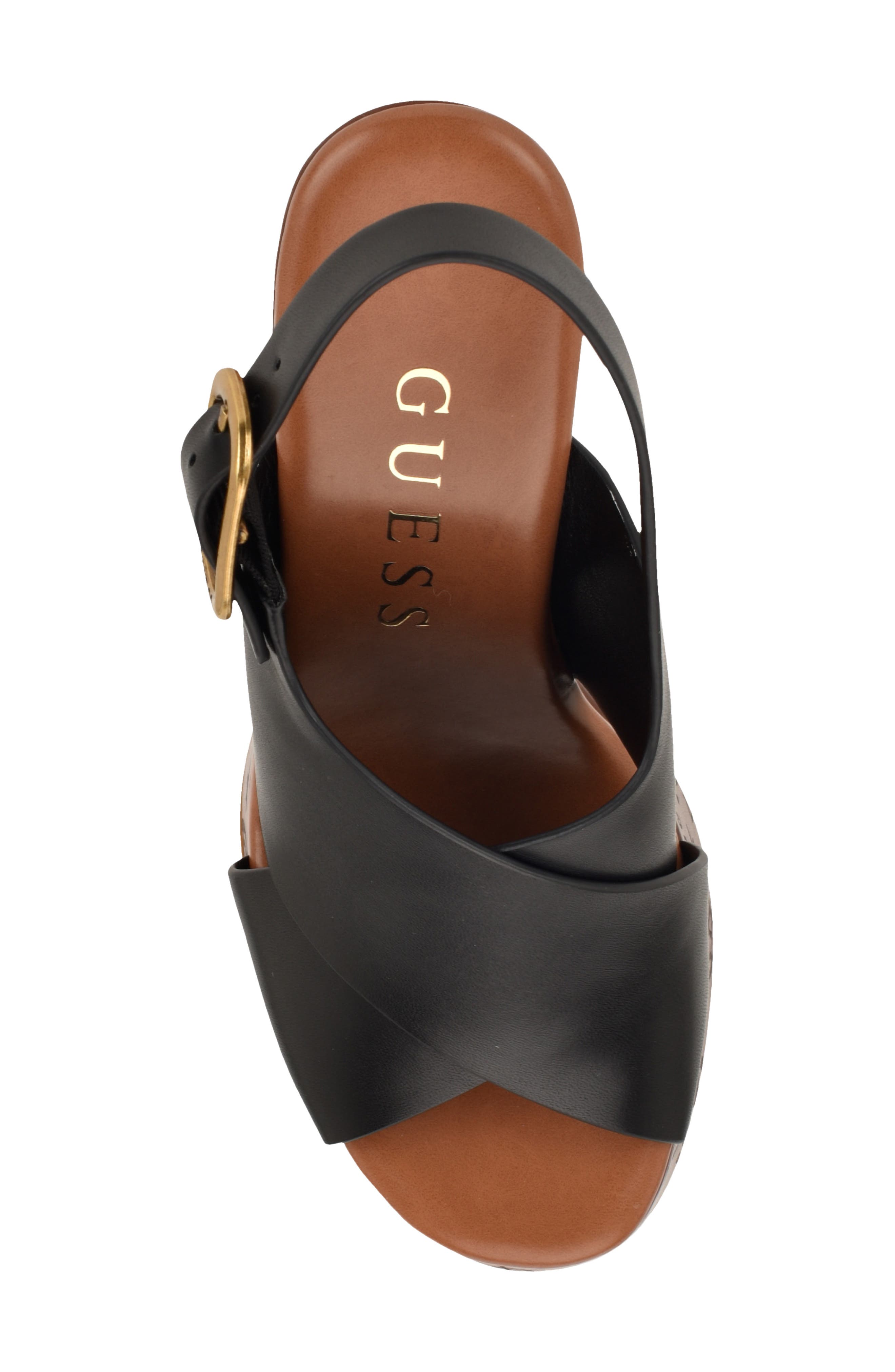 GUESS Yarisel Platform Wedge Sandal, Alternate, color, Black