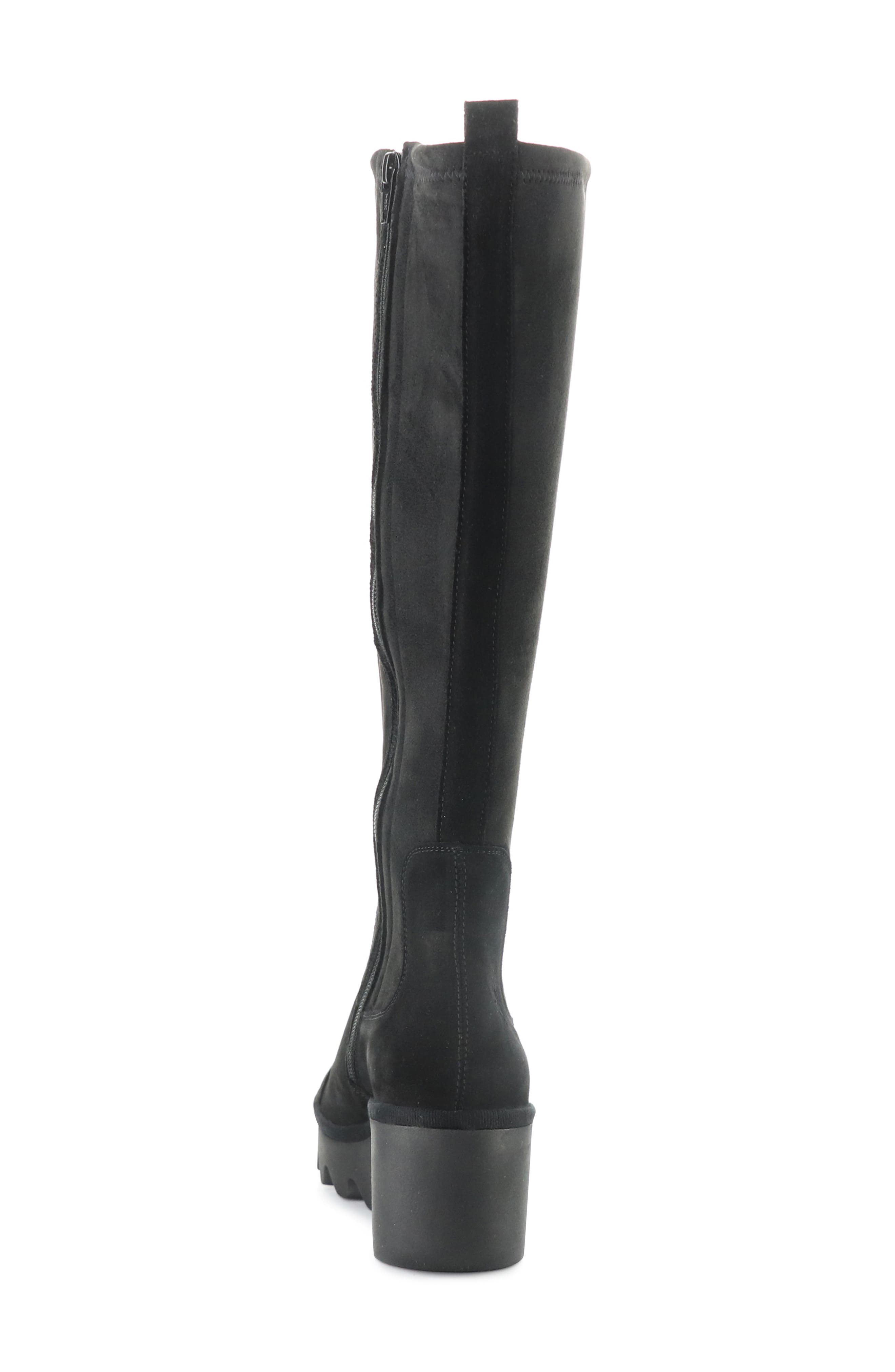 Fly London Budi Knee High Wedge Boot, Alternate, color, Black/ Black