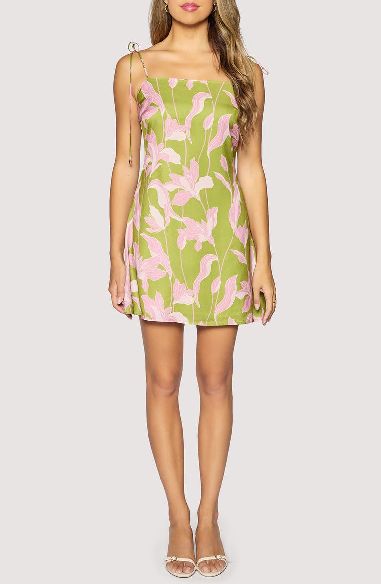 Lost + Wander Floral Alcazar Minidress, Main, color, Green-Floral