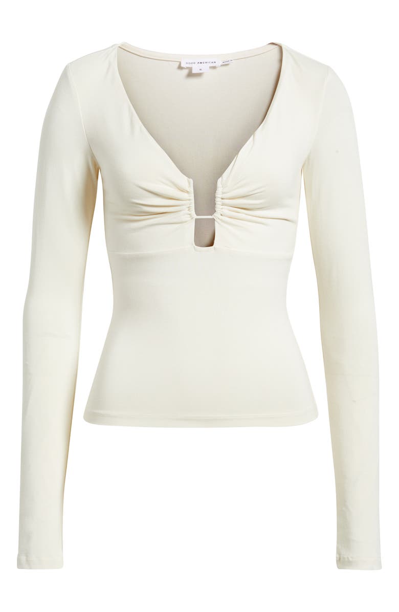 Good American U-Wire Long Sleeve Jersey Top, Alternate, color, Ecru003