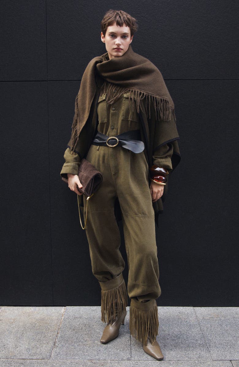 MANGO Sidney Long Sleeve Cotton Utility Jumpsuit, Main, color, 