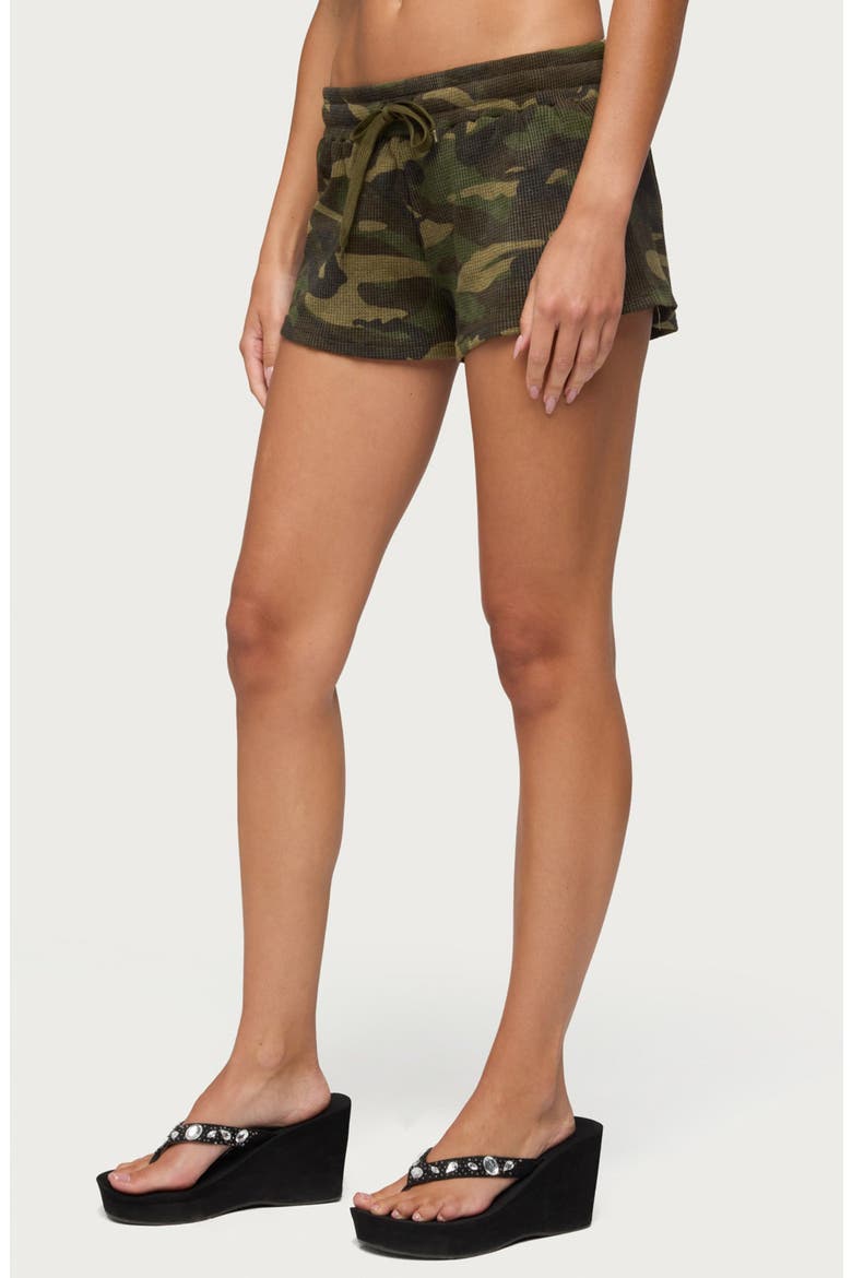 Baila Camo Waffle Knit Drawstring Shorts, Alternate, color, MIX