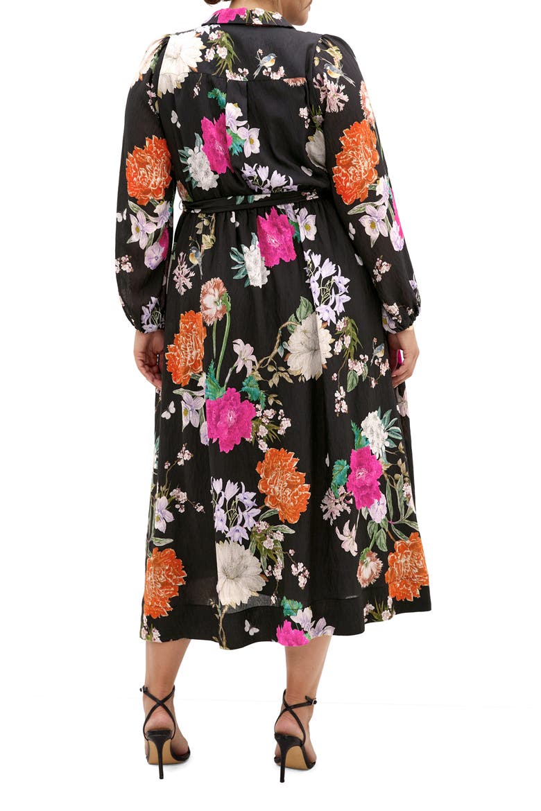 Mary Long Sleeve Floral Print Shirtdress, Alternate, color, BLK BOTANIQUE