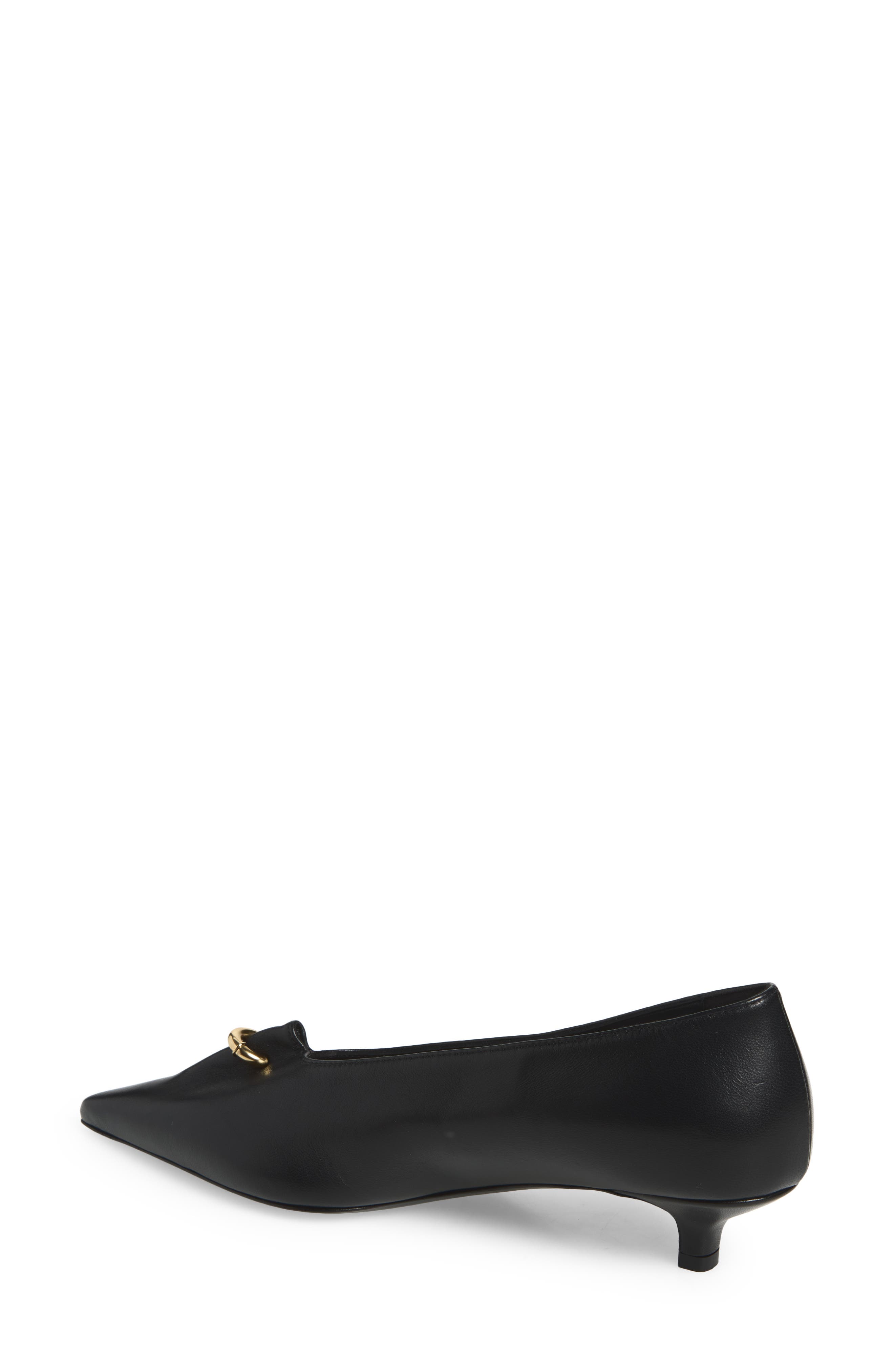Pierced Pointed Toe Leather Pump, Alternate, color, BLACK