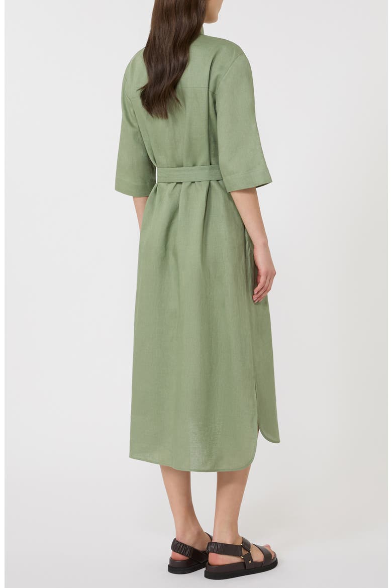 Tie Belt Linen Shirtdress, Alternate, color, SAGE GREEN
