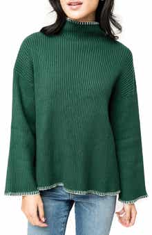 Whipstitch Trim Rib Sweater