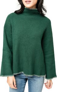 GIBSONLOOK Whipstitch Trim Rib Sweater
