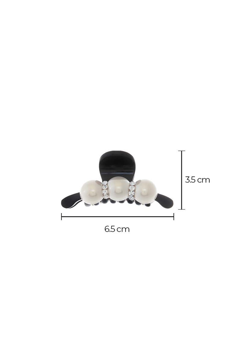 BY ADINA EDEN Crystal Lined Pearl Trio Claw Clip, Alternate, color, Black