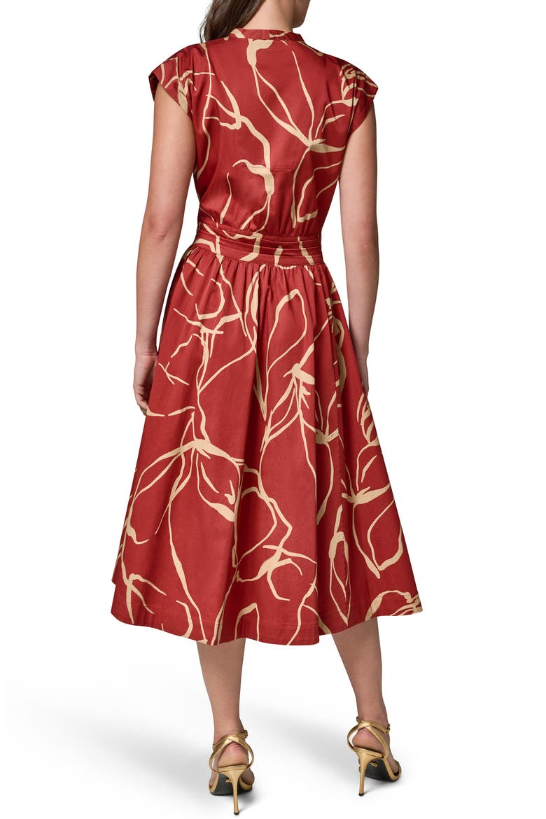 Abstract Print Stretch Cotton Midi Dress, Alternate, color, SUNBAKED/ FAWN