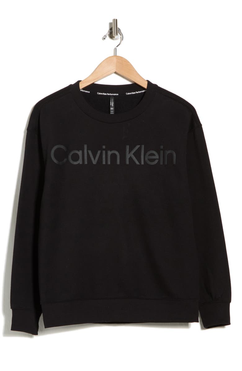 Calvin Klein Puff Print Fleece Sweatshirt, Main, color, Black
