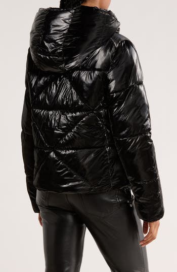 Sam Edelman Faux Shearling Lined Hood Crop Puffer Jacket