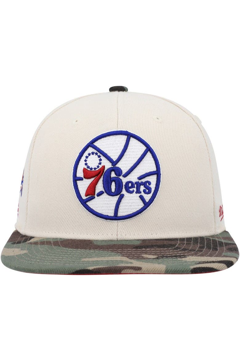 Men's Mitchell & Ness Cream/Camo Philadelphia 76ers Hardwood Classics 1976 NBA All-Star Game Off White Camo Fitted Hat, Alternate, color, Camo
