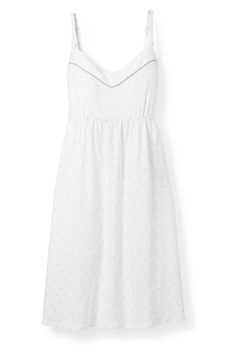 Luxe Star Print Pima Cotton Maternity Nightgown, Alternate, color, GREY STARS