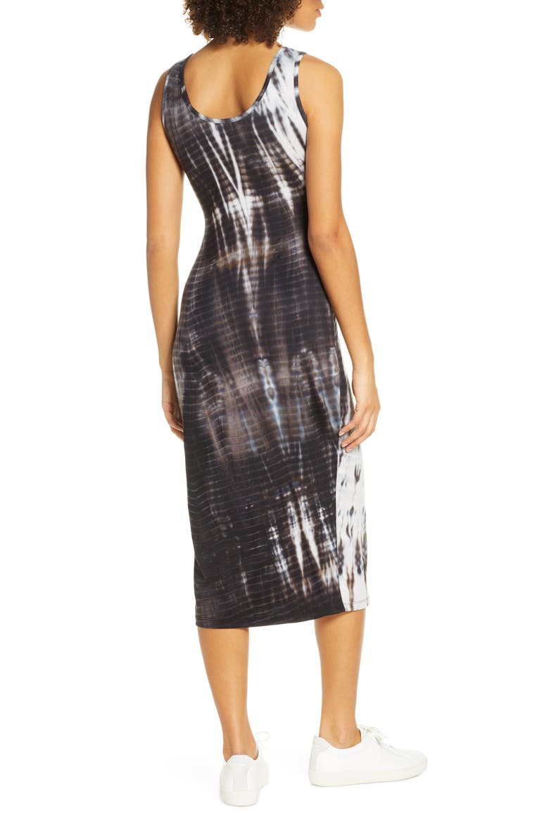 Sleeveless Tie Dye Midi Dress, Alternate, color, BLACK