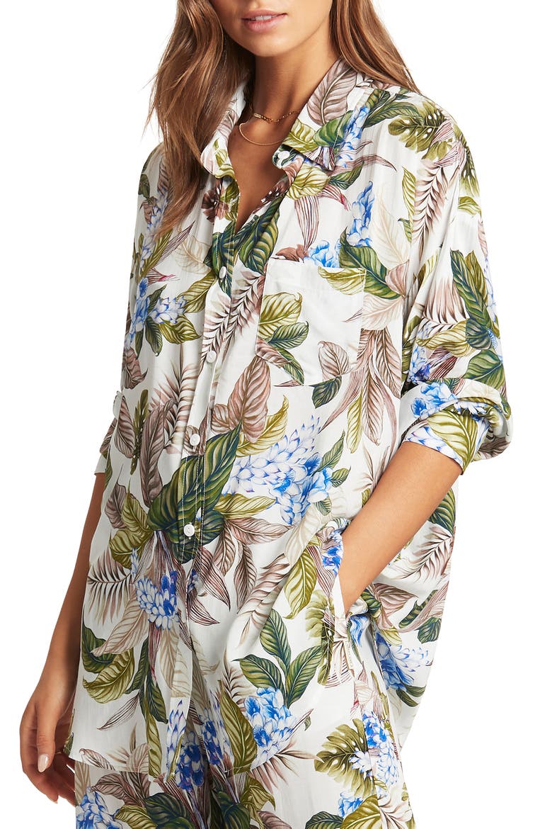 Beach Cover-Up Shirt, Alternate, color, WHITE