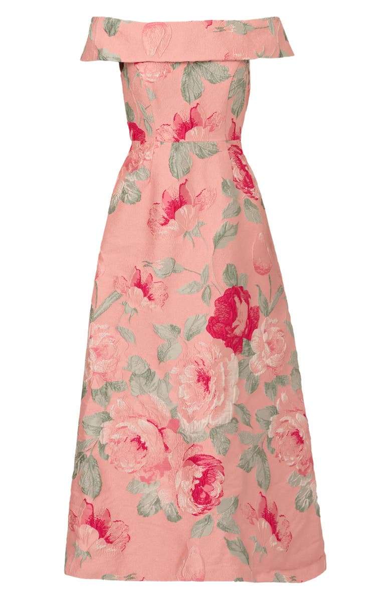 Adrianna Papell Floral Jacquard Off the Shoulder A-Line Dress, Alternate, color,