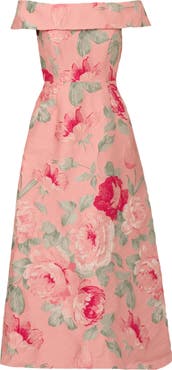 Adrianna Papell Floral Jacquard Off the Shoulder A-Line Dress