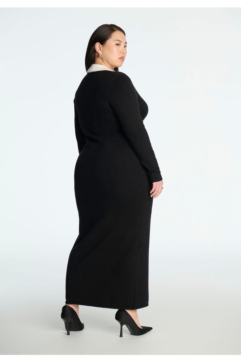 Sweetheart Sweater Dress, Alternate, color, BLACK WHITE