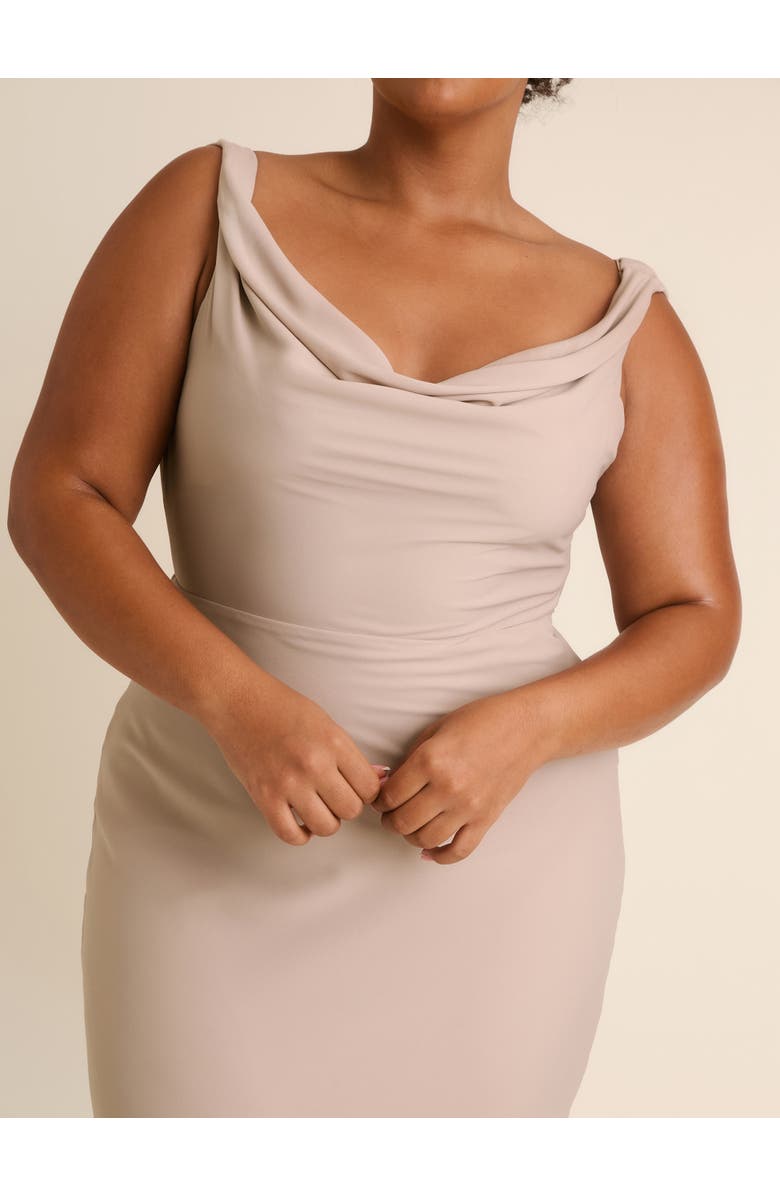 Six Stories Plunge Cowl Chiffon Bridesmaid Dress, Alternate, color, Truffle