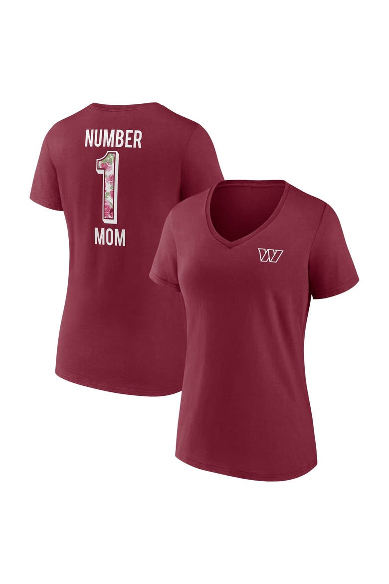 Women's Fanatics Branded Burgundy Washington Commanders Team Mother's Day V-Neck T-Shirt, Main, color, Burgundy