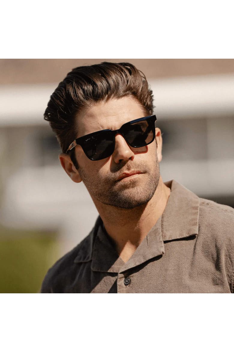 Wilson - 51mm Square Polarized Sunglasses, Alternate, color, Black