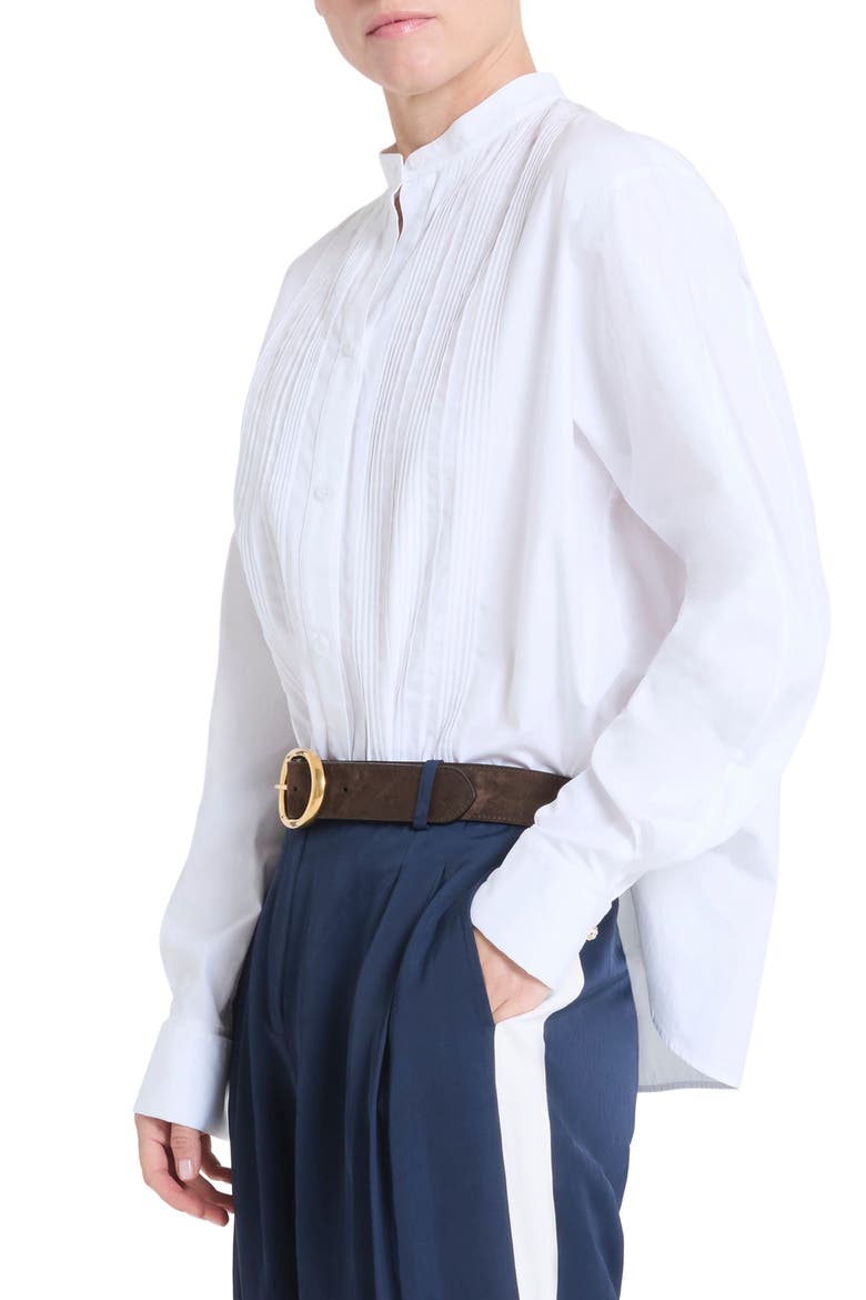 Painter Pintuck Cotton Shirt, Alternate, color, WHITE