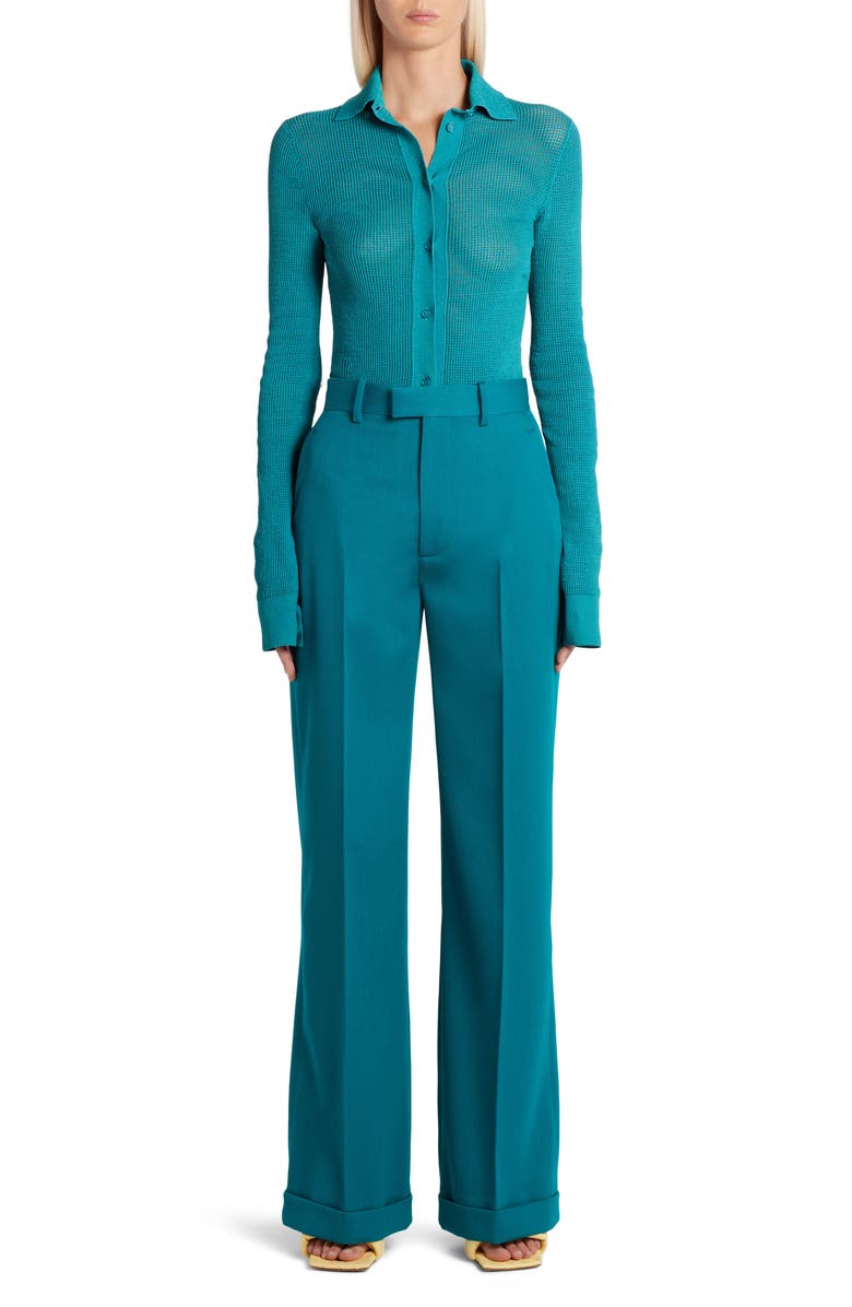 Bottega Veneta Pointelle Knit Mesh Shirt, Alternate, color, 