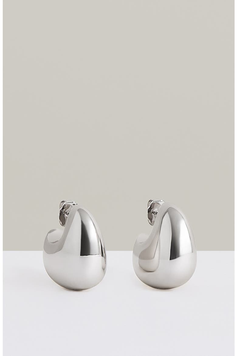 Calla Curve Scoop Earrings, Alternate, color, SILVER TONE