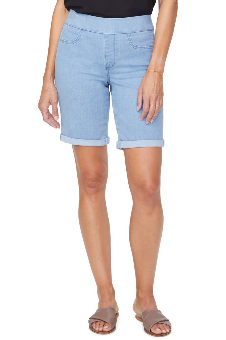 Roll Cuff Pull-On Denim Shorts, Main, color, BELLE ISLE