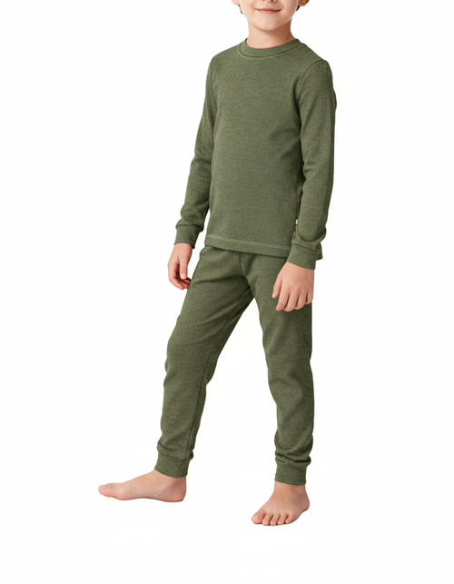 City Threads Kids'  Boys Soft & Cozy Thermal Long Johns 2-piece Set In Green
