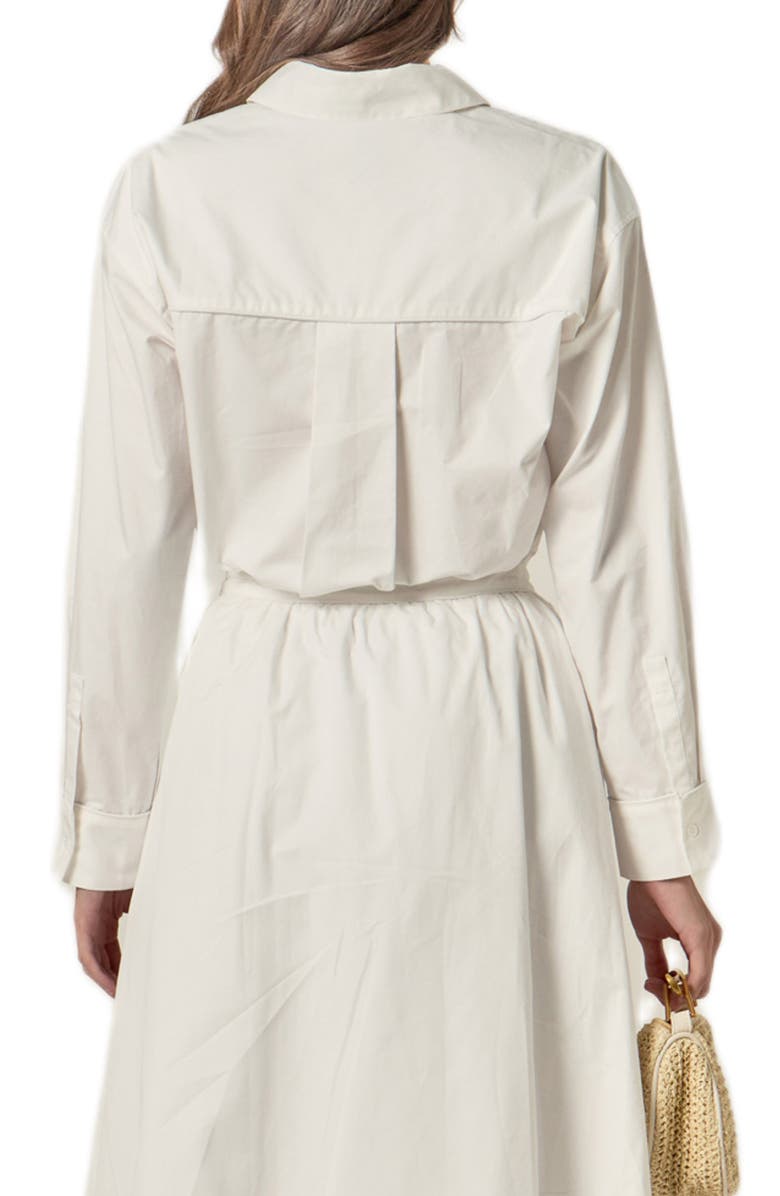 English Factory Appliqué Long Sleeve Cotton Shirtdress, Alternate, color, White