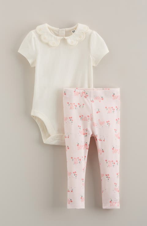 Ruffle Embroidered Collar Bodysuit & Leggings (Baby)