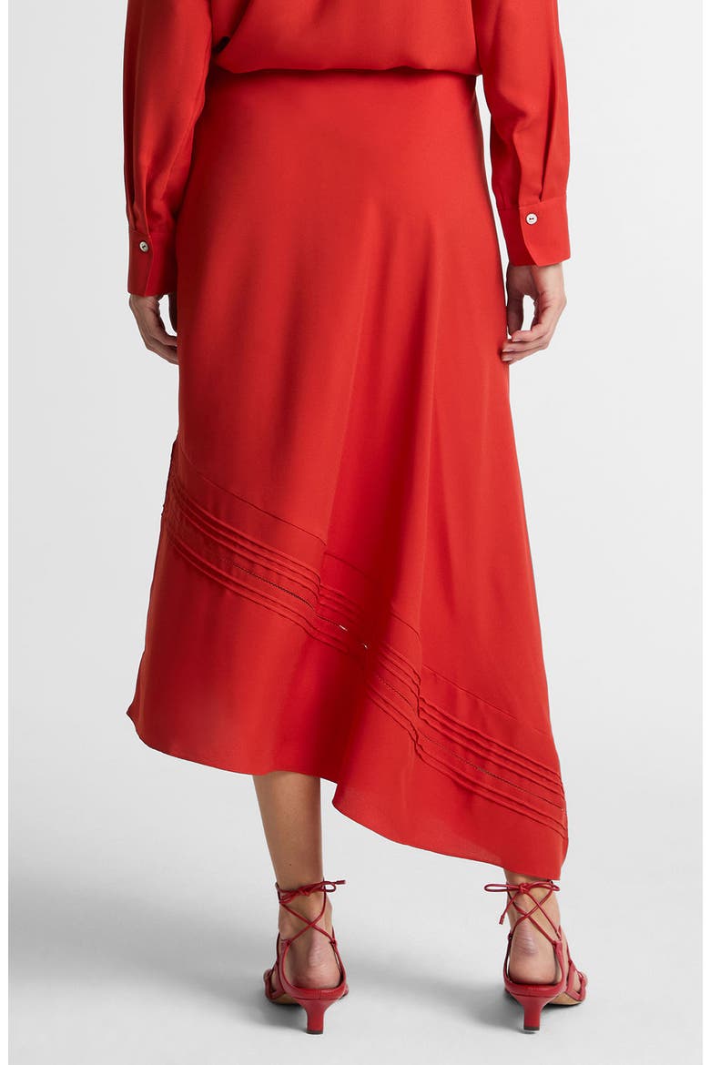 Pintuck Asymmetric Maxi Slip Skirt, Alternate, color, POPPY