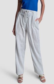 DKNY Stripe Linen Blend Drawstring Pants