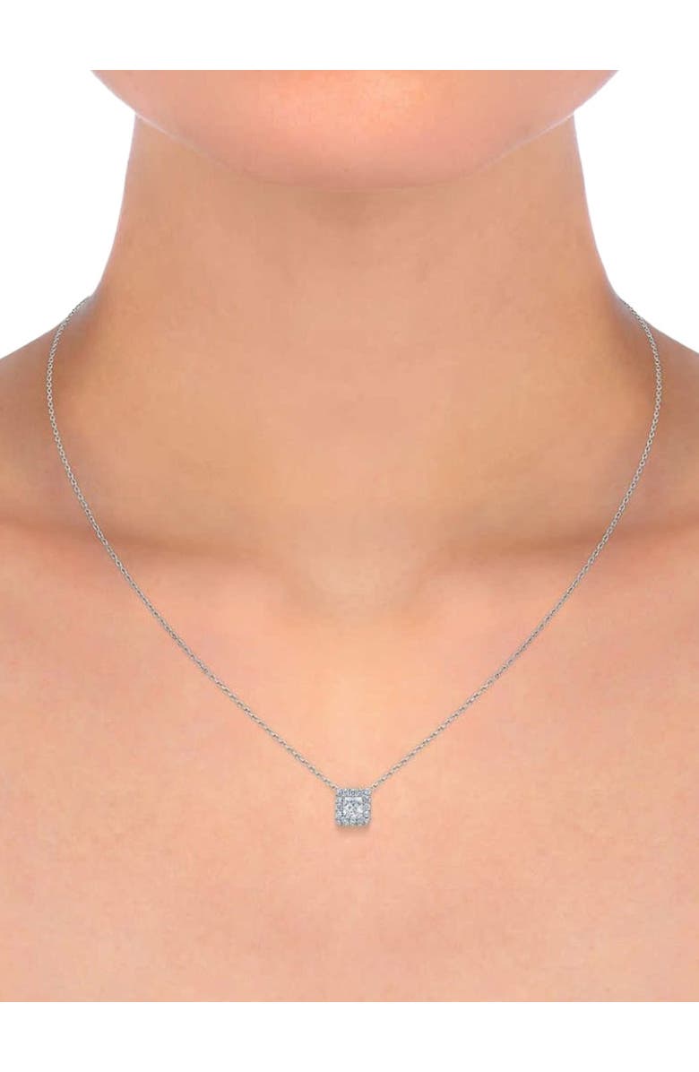 Bliss Diamond 1Ct TW Princess Cut Halo Diamond Pendant Women's Necklace 18" Lab Grown, Alternate, color, 