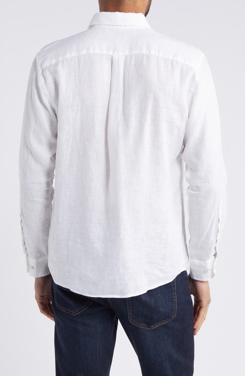 Peter Millar Coastal Garment Dyed Linen Button-Up Shirt, Alternate, color, White