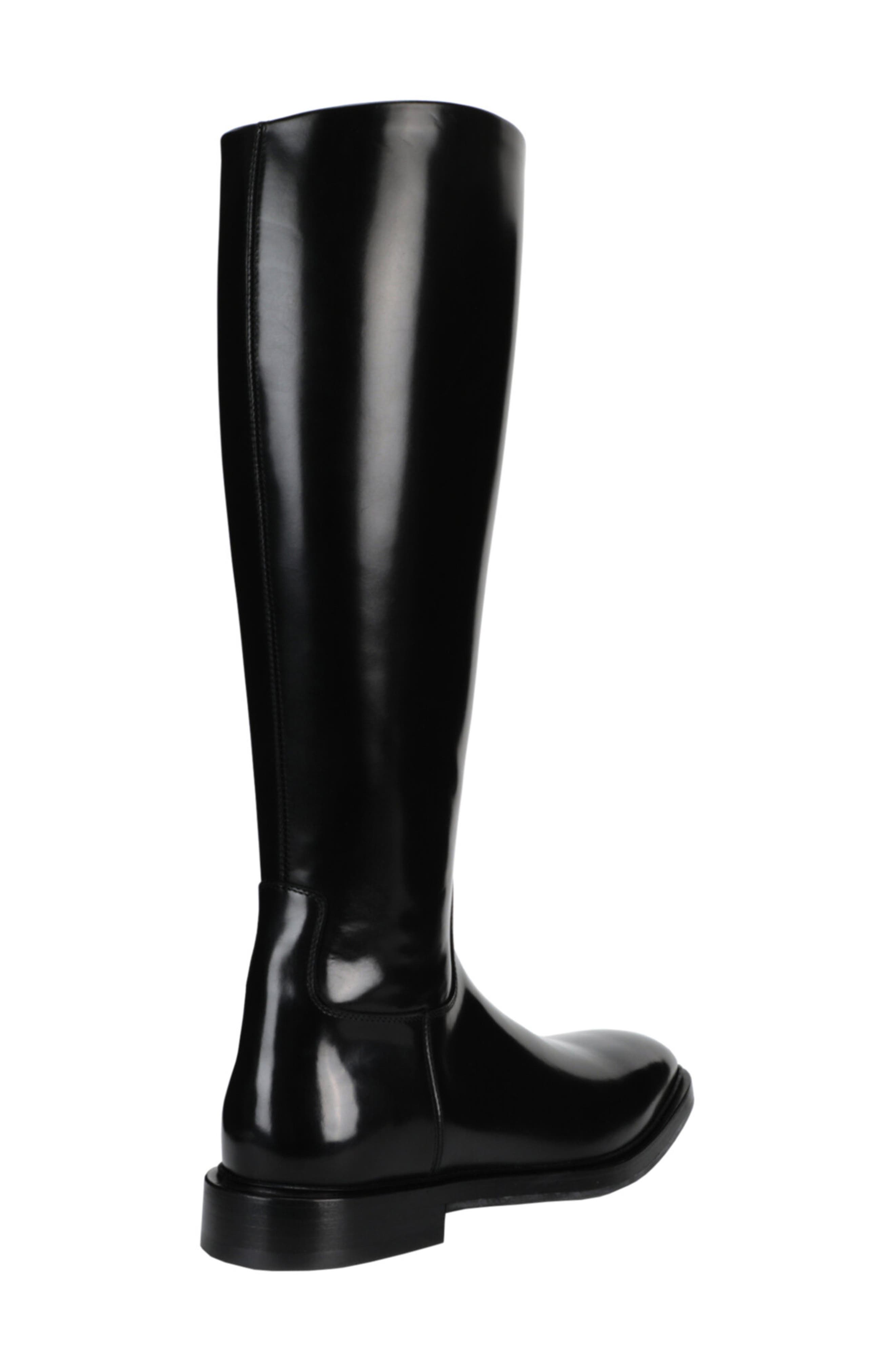 FERRAGAMO Fluid Leather Riding Boot, Alternate, color, Black