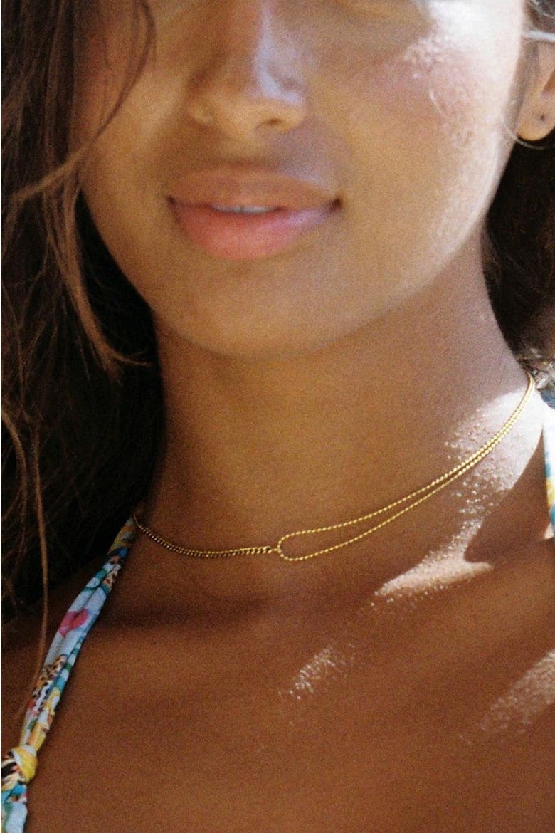 Double Trouble Choker, Alternate, color, Gold