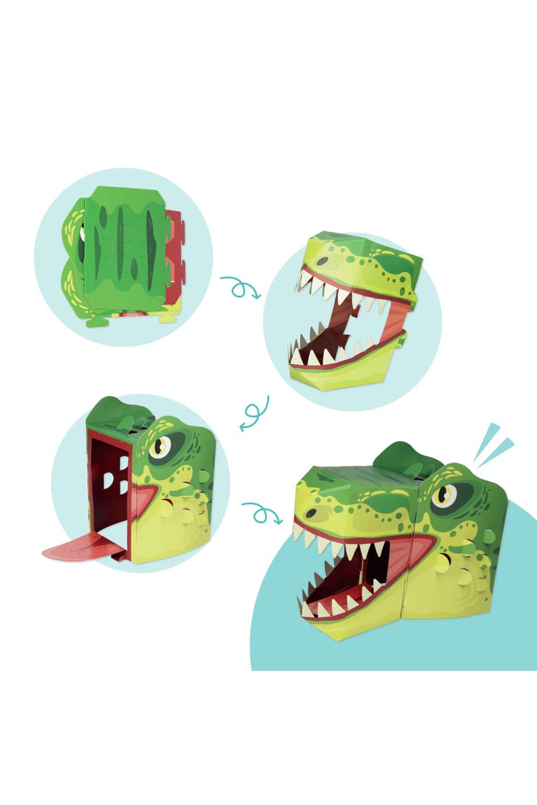 3D T-Rex Mask Craft for Kids (2 Pack), Easy Diy Activity for Creative Play & Dress-Up Fun, Alternate, color, Green